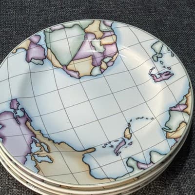 Vitromaster Atlas Stoneware 20 pc Dinner Set Service for 4 Vintage 90s Globe Map - Thumbnail 19