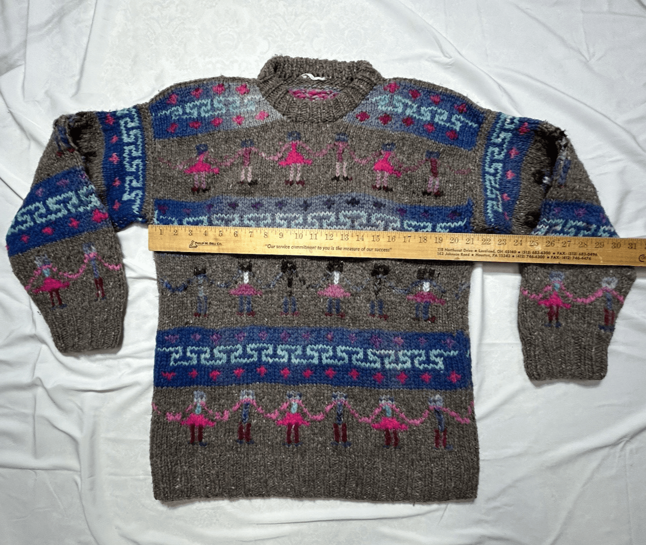 Vintage Ecuador Handknit 100% Wool Chunky Knit Sweater XL Women’s Woman Power - Thumbnail 12