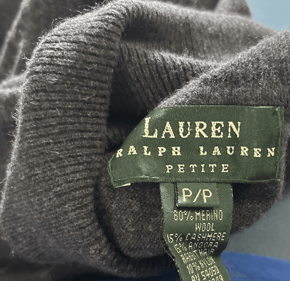 Vtg Lauren Ralph Lauren M P Gray Merino Wool Cashmere Angora Turtleneck Sweater - Thumbnail 3
