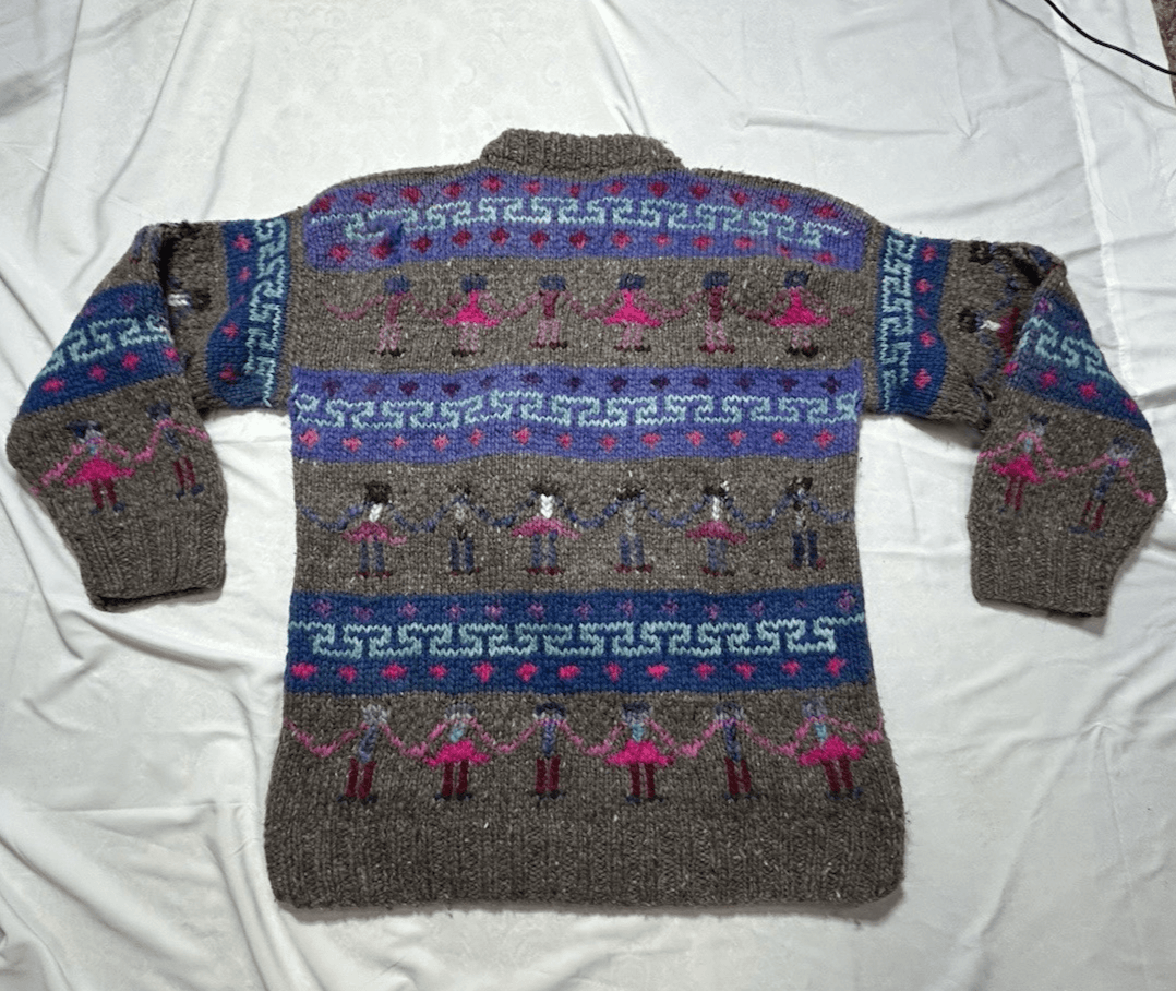 Vintage Ecuador Handknit 100% Wool Chunky Knit Sweater XL Women’s Woman Power - Thumbnail 18