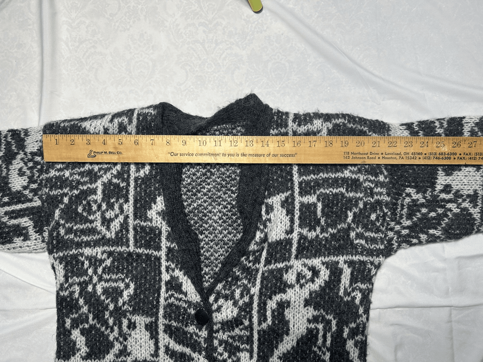 Women’s Size S M Pocketed Grandpa Vintage Fuzzy Acrylic Cardigan Grey Dancers - Thumbnail 7