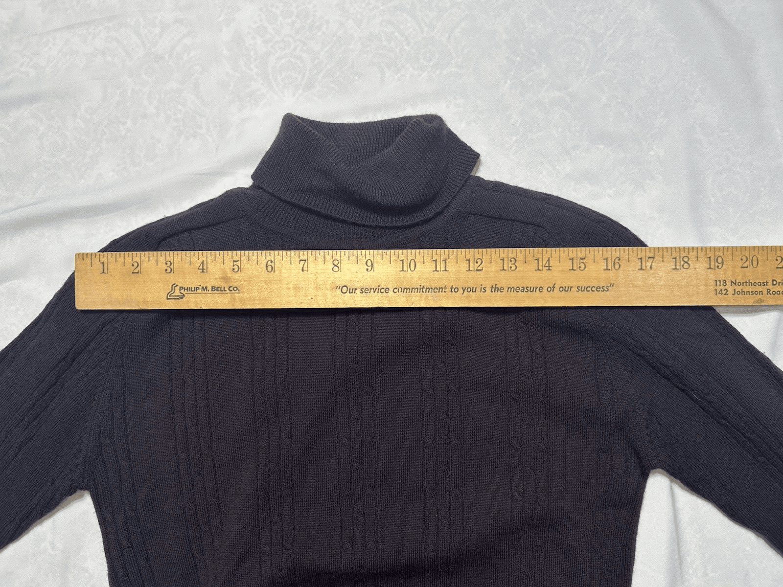 Vintage Liz Claiborne Turtleneck Sweater Womens P S Brown Merino Wool Cable Knit - Thumbnail 8