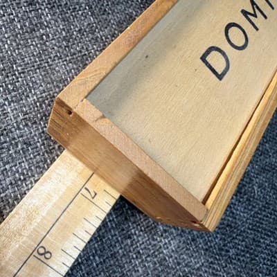 Vintage Dominoes Game Set Black Tiles Dragon Back Wood Box Complete Instructions - Thumbnail 13