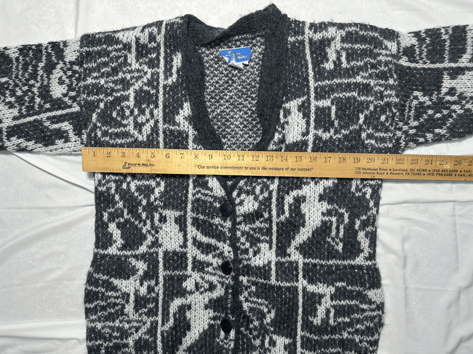 Women’s Size S M Pocketed Grandpa Vintage Fuzzy Acrylic Cardigan Grey Dancers - Thumbnail 8