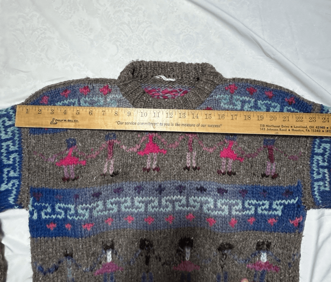 Vintage Ecuador Handknit 100% Wool Chunky Knit Sweater XL Women’s Woman Power - Thumbnail 15