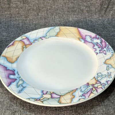 Vitromaster Atlas Stoneware 20 pc Dinner Set Service for 4 Vintage 90s Globe Map - Thumbnail 22