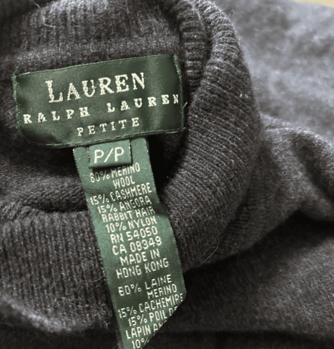 Vtg Lauren Ralph Lauren M P Gray Merino Wool Cashmere Angora Turtleneck Sweater - Thumbnail 4
