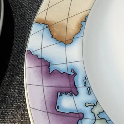 Vitromaster Atlas Stoneware 20 pc Dinner Set Service for 4 Vintage 90s Globe Map - Thumbnail 23