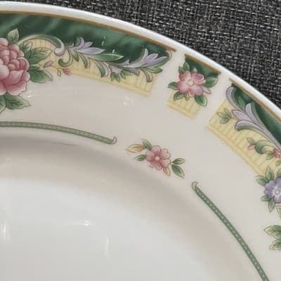 Large Chop Serving Plate Tray 12” Farberware Legend Green Pink Flowers Gold 435K - Thumbnail 5