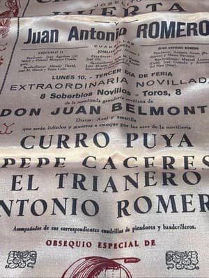 Vtg 1956 Spanish Bullfight Silk Banner Plaza De Toros Linares Manolete Poster - Thumbnail 10