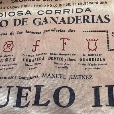 Vtg 1956 Spanish Bullfight Silk Banner Plaza De Toros Linares Manolete Poster - Thumbnail 5