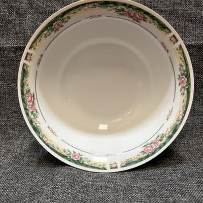 9 Inch Serving Bowl Part of The Farberware Legend Green Pink Flowers Gold 435K