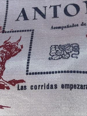 Vtg 1956 Spanish Bullfight Silk Banner Plaza De Toros Linares Manolete Poster - Thumbnail 8