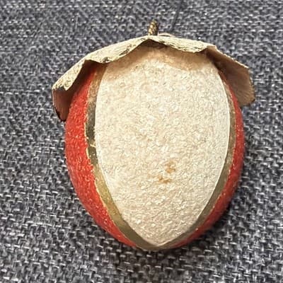 Vintage Paper Ornament Acorn Made In Austria With Blue Tag Attached Red Gold - Thumbnail 7