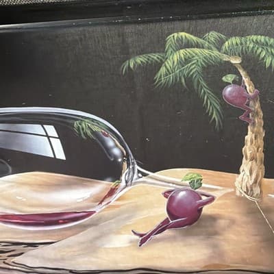 MICHAEL GODARD - FRAMED-BLACK-13.5" “LOST IN PARADISE"- PRINT 2010 Wine Glass - Thumbnail 6