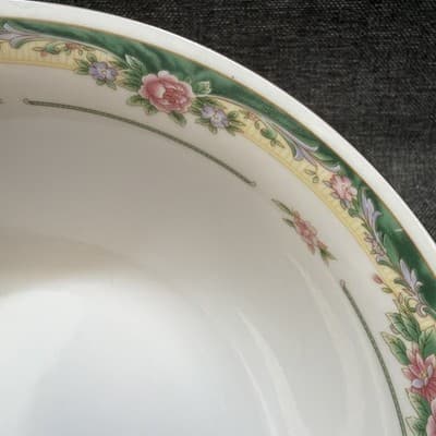 9 Inch Serving Bowl Part of The Farberware Legend Green Pink Flowers Gold 435K - Thumbnail 8