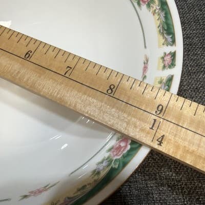 9 Inch Serving Bowl Part of The Farberware Legend Green Pink Flowers Gold 435K - Thumbnail 5