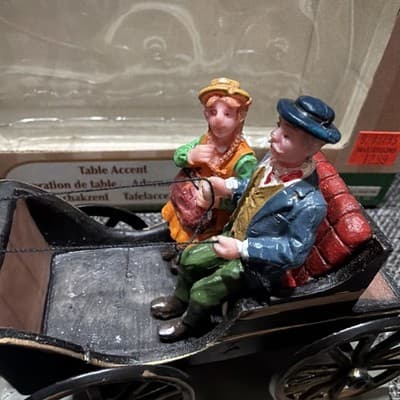 Vintage Lemax Carole Towne Buggy Ride Horse Carriage Courting Christmas Village - Thumbnail 5