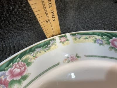 Large Chop Serving Plate Tray 12” Farberware Legend Green Pink Flowers Gold 435K - Thumbnail 9