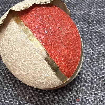 Vintage Paper Ornament Acorn Made In Austria With Blue Tag Attached Red Gold - Thumbnail 6