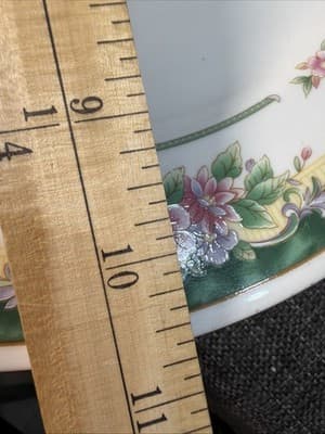 Set 4 Vintage Dinner Plates 10.5” Farberware Legend Green Pink Flowers Gold 435K - Thumbnail 8