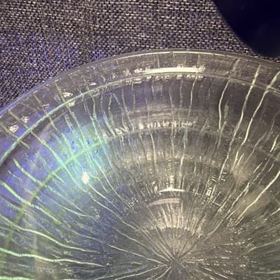 Vintage 6” Bark Or Ice Glass Dessert Or Soup Bowls With Lip Set of 8 Clear Glows - Thumbnail 4