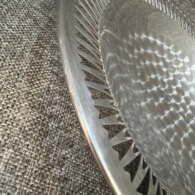 Vintage Fentone Stainless Steel Bowl Fruit Dish MCM Atomic UFO Pierced Rim - Thumbnail 6
