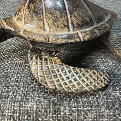 Vintage Metal Sea Turtle Heavy Cast Iron Desk Paperweight Figurine Detailed - Thumbnail 2