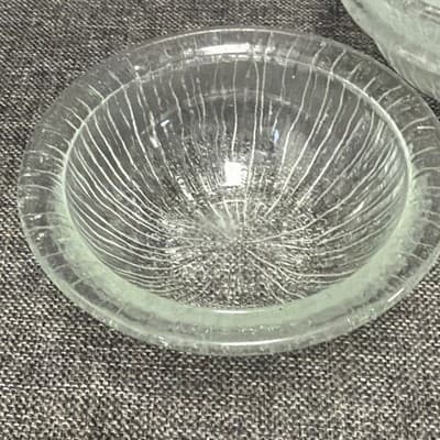 Vintage 6” Bark Or Ice Glass Dessert Or Soup Bowls With Lip Set of 8 Clear Glows - Thumbnail 20