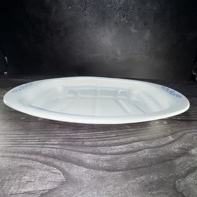 Corning Ware Oval Serving Platter Blue Cornflower P19 Meat Tray Vintage - Thumbnail 8