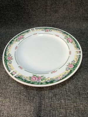 Set 4 Vintage Dinner Plates 10.5” Farberware Legend Green Pink Flowers Gold 435K - Thumbnail 11