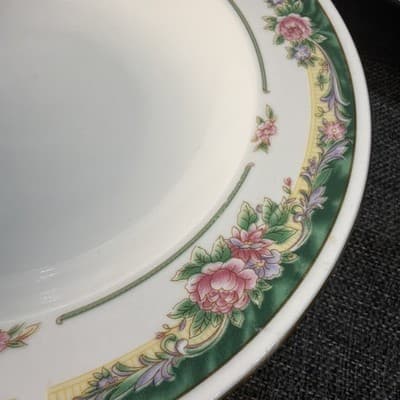 Set 4 Vintage Soup Pasta Bowls 9” Farberware Legend Green Pink Flowers Gold 435K - Thumbnail 5