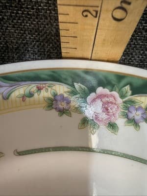 Set 4 Vintage Dinner Plates 10.5” Farberware Legend Green Pink Flowers Gold 435K - Thumbnail 15