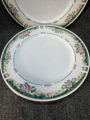 Set 4 Vintage Dinner Plates 10.5” Farberware Legend Green Pink Flowers Gold 435K - Thumbnail 9