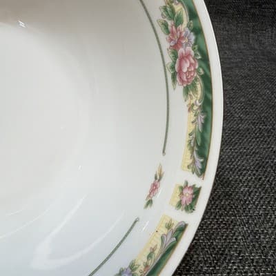 9 Inch Serving Bowl Part of The Farberware Legend Green Pink Flowers Gold 435K - Thumbnail 9