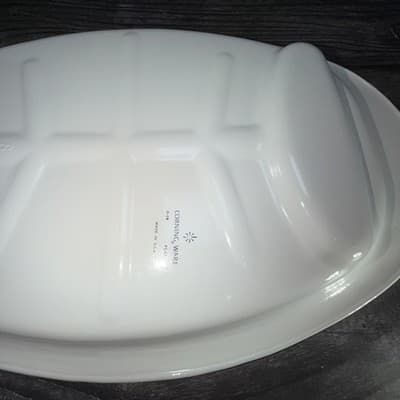 Corning Ware Oval Serving Platter Blue Cornflower P19 Meat Tray Vintage - Thumbnail 10