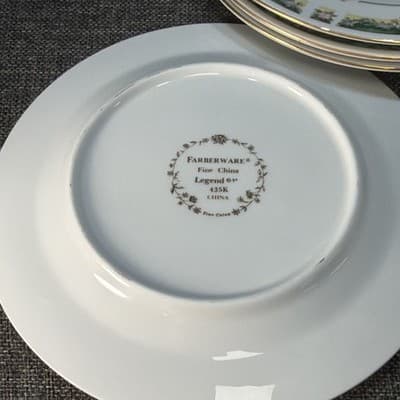 Set 4 Vintage Salad Lunch Plates 8” Farberware Legend Green Pink Flowers Gold - Thumbnail 7