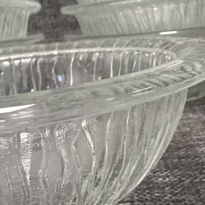 Vintage 6” Bark Or Ice Glass Dessert Or Soup Bowls With Lip Set of 8 Clear Glows - Thumbnail 11