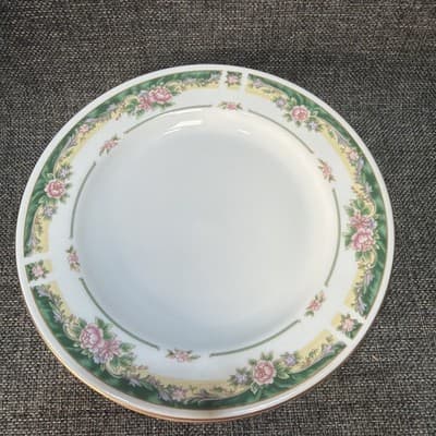 Set 4 Vintage Salad Lunch Plates 8” Farberware Legend Green Pink Flowers Gold - Thumbnail 3