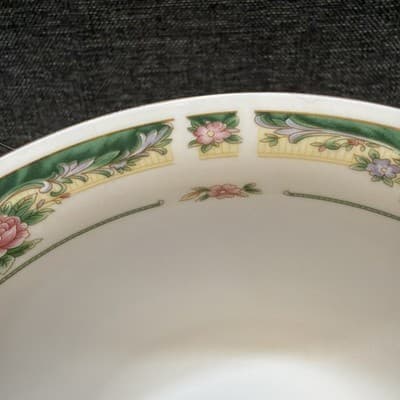 9 Inch Serving Bowl Part of The Farberware Legend Green Pink Flowers Gold 435K - Thumbnail 7