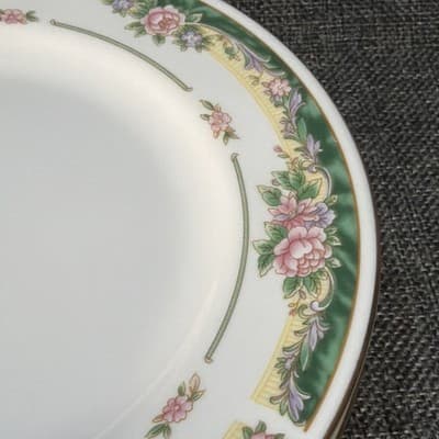 Set 4 Vintage Salad Lunch Plates 8” Farberware Legend Green Pink Flowers Gold - Thumbnail 4