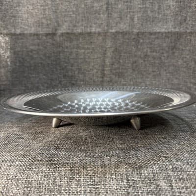 Vintage Fentone Stainless Steel Bowl Fruit Dish MCM Atomic UFO Pierced Rim - Thumbnail 2