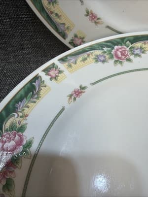 Set 4 Vintage Dinner Plates 10.5” Farberware Legend Green Pink Flowers Gold 435K - Thumbnail 6