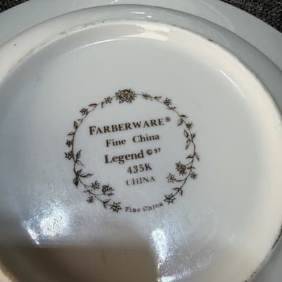Set 4 Vintage Soup Pasta Bowls 9” Farberware Legend Green Pink Flowers Gold 435K - Thumbnail 11