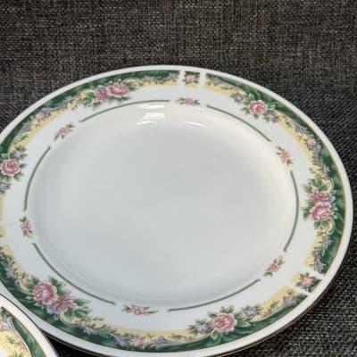 Set 4 Vintage Salad Lunch Plates 8” Farberware Legend Green Pink Flowers Gold - Thumbnail 12