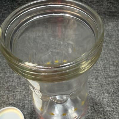 Vintage Hazel Atlas Atomic Starburst Juice Glass Carafe Pink Blue Yellow w Lid - Thumbnail 5