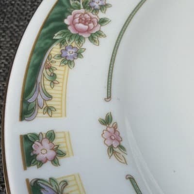 Set 4 Vintage Salad Lunch Plates 8” Farberware Legend Green Pink Flowers Gold - Thumbnail 6