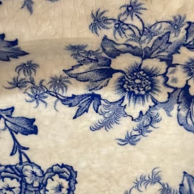 Vintage Taylor Smith Taylor Dogwood Pickle Small Oval Plater Blue Flowers Patina - Thumbnail 3