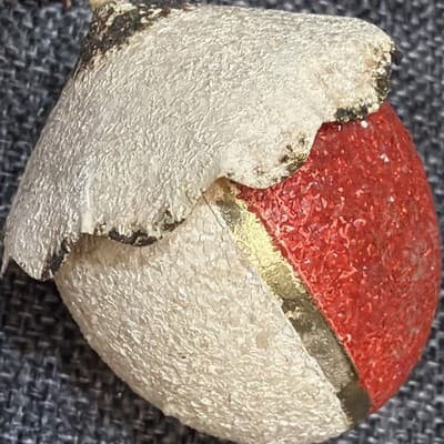 Vintage Paper Ornament Acorn Made In Austria With Blue Tag Attached Red Gold - Thumbnail 5