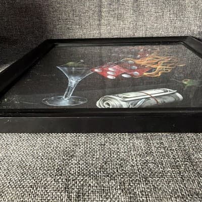MICHAEL GODARD FRAMED-BLACK-13.25 “SHOOT THE WAD" Olive Flaming Dice 2010 Print - Thumbnail 6